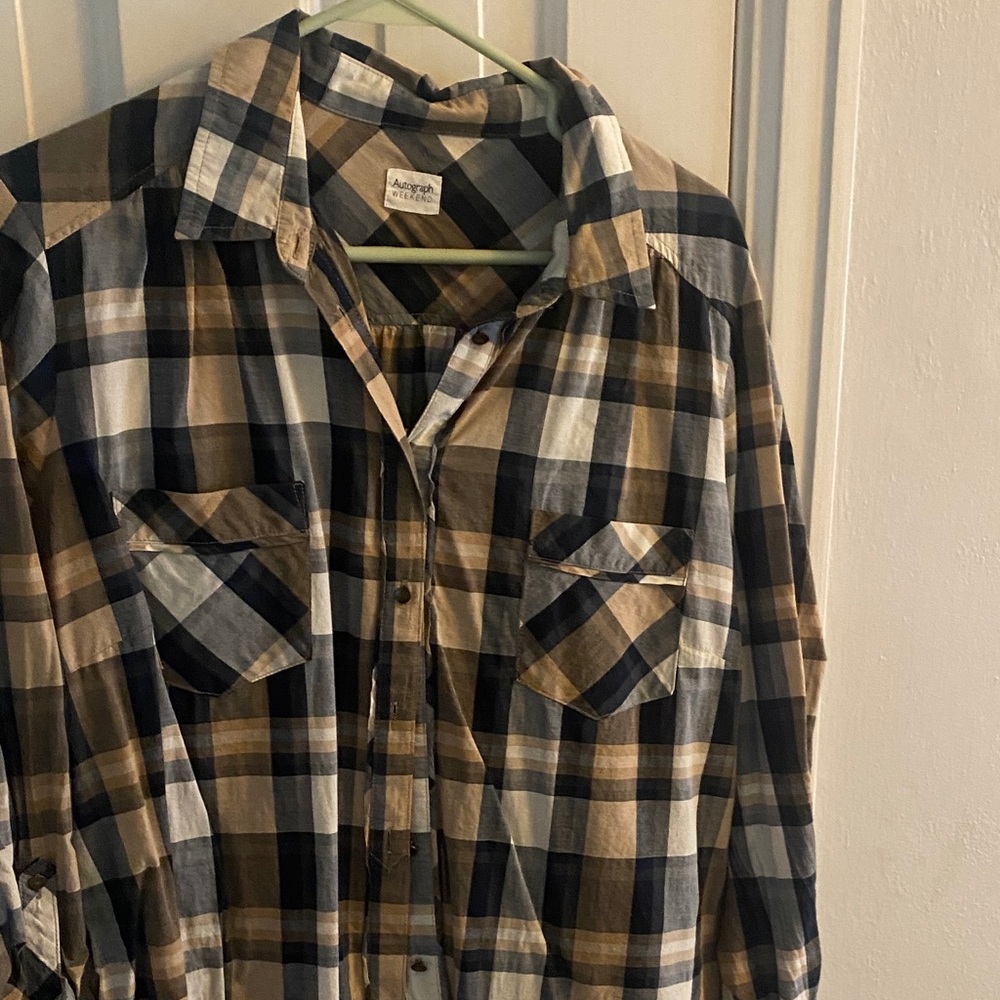 American Eagle Outfitters Plaid Shirt - Black, Brown, and White